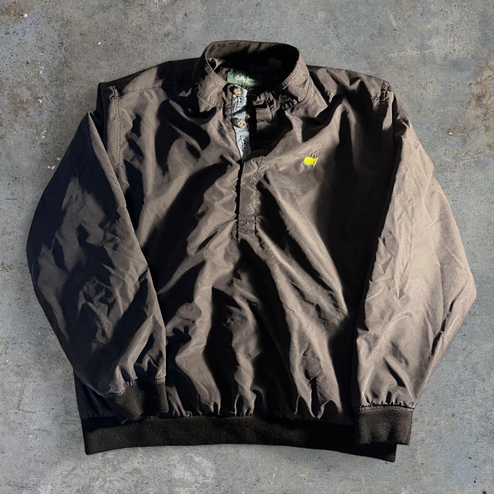Bobby Jones Black 100% Silk Masters Golf Pullover Jacket Size 2XL